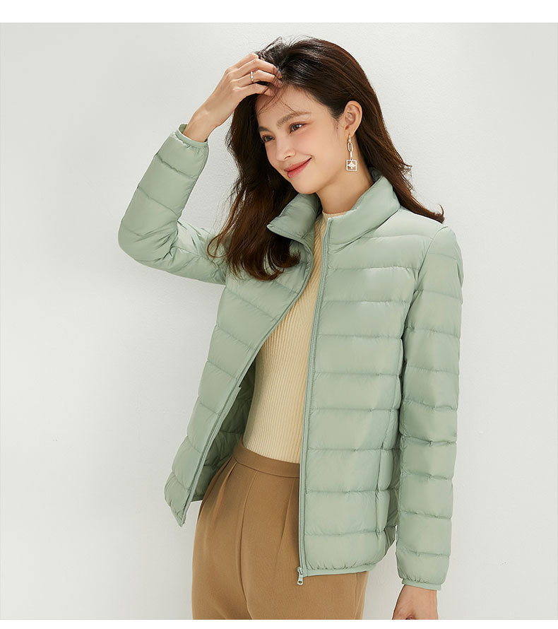 90 chaqueta de plumón de mujer con capuchón ligero corto de tamaño grande ligero estilo extranjero chaqueta de plumón blanco chaqueta Pinghu al por mayor