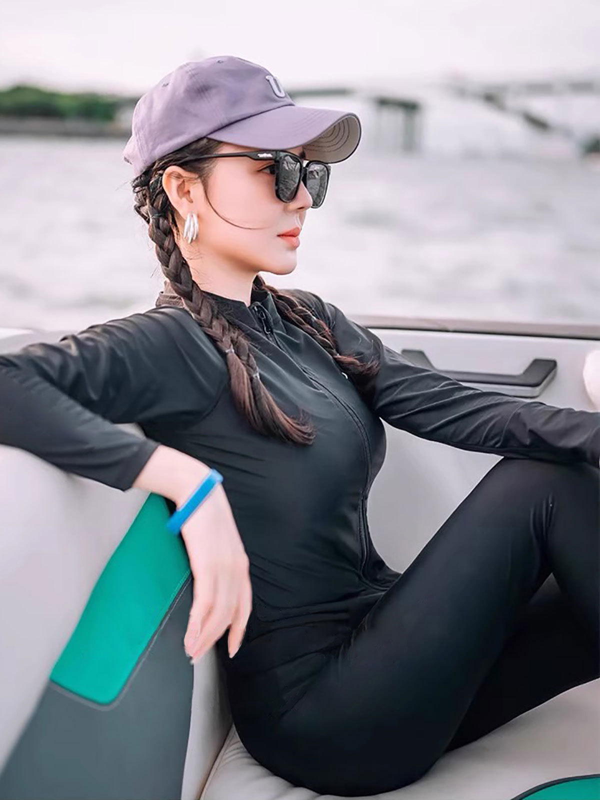 Traje de baño para mujer, pantalones divididos de manga larga, protector solar, secado rápido, delgado conservador, traje de medusa delgada, traje de neopreno flotante para mujer