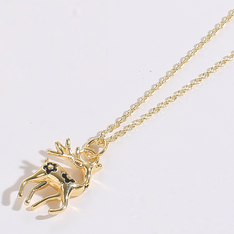 Fashion Bee Deer Copper Inlay Zircon Pendant Necklace 1 Piece