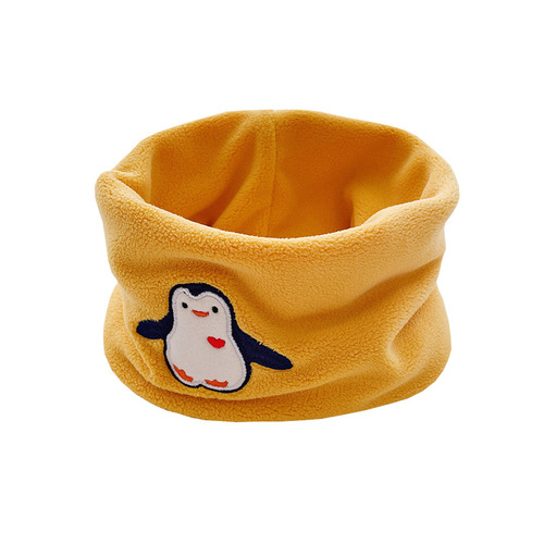 Mouth and nose protection New winter warm children's neck scarf embroidered cartoon plus velvet thickened baby neck scarf