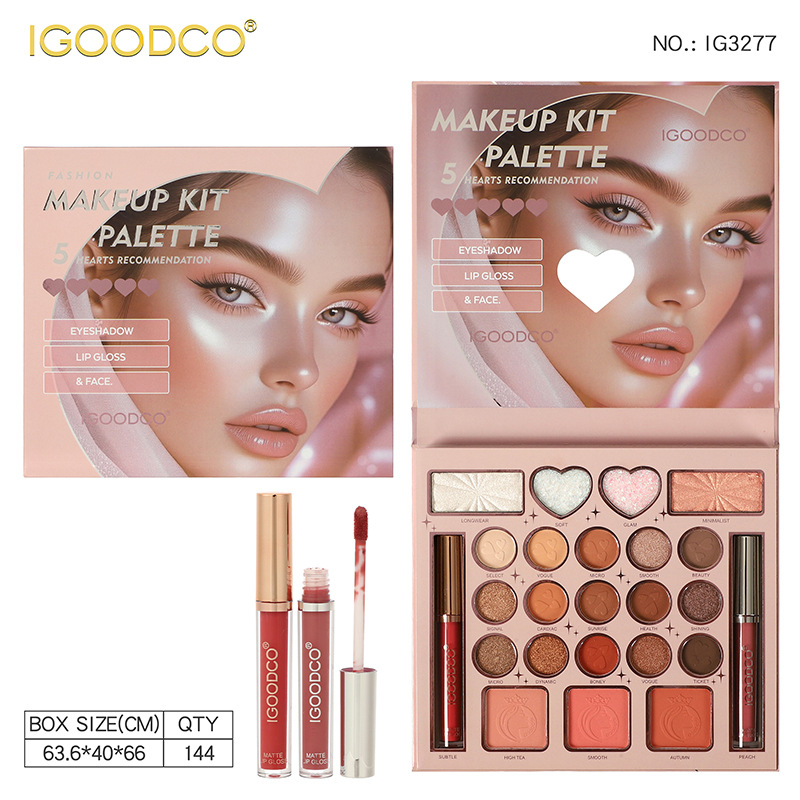 IGOODCO nueva portada de belleza transfronteriza perlada opaca sombra de ojos brillante blush lipstick multifuncional bandeja de maquillaje image 2