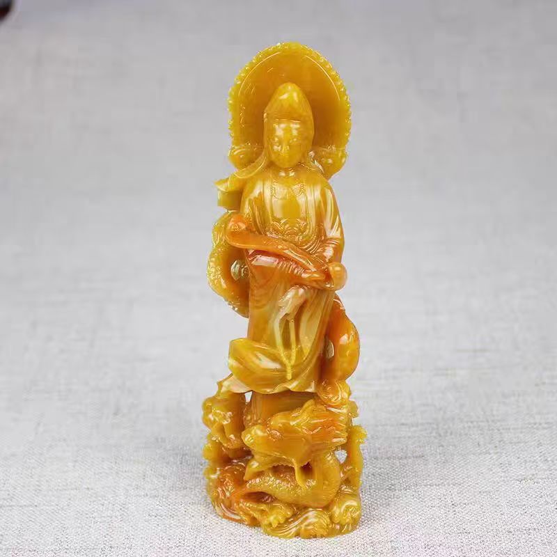 仿寿山石芙蓉田黄石巧雕摆件观音山水供奉品风水玄关摆件多种可选