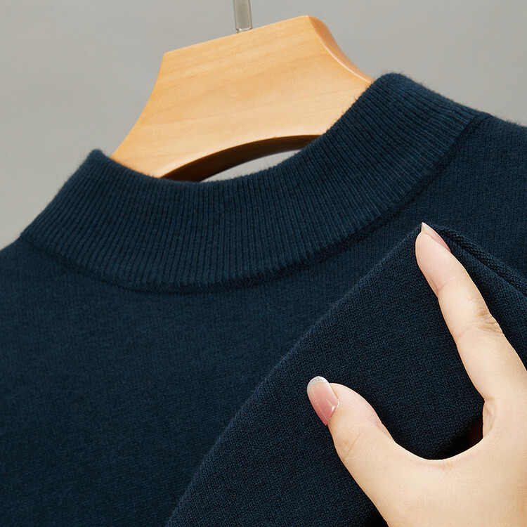 boy Live Broadcast Half Turtleneck Long Sleeve Knitted Sweater Men's Autumn Winter New Solid Color Warm Base Shirt Men_voghion.com