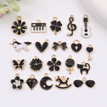 批发滴油合金黑色系列吊坠音符摇摇马手机链挂件创意DIY饰品配件