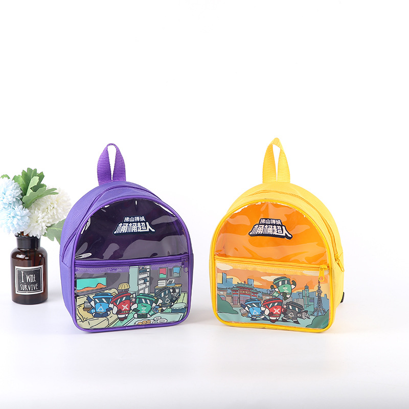 透明pvc拼接牛津布书包 女减负可爱挡水幼儿园大容量双肩背包