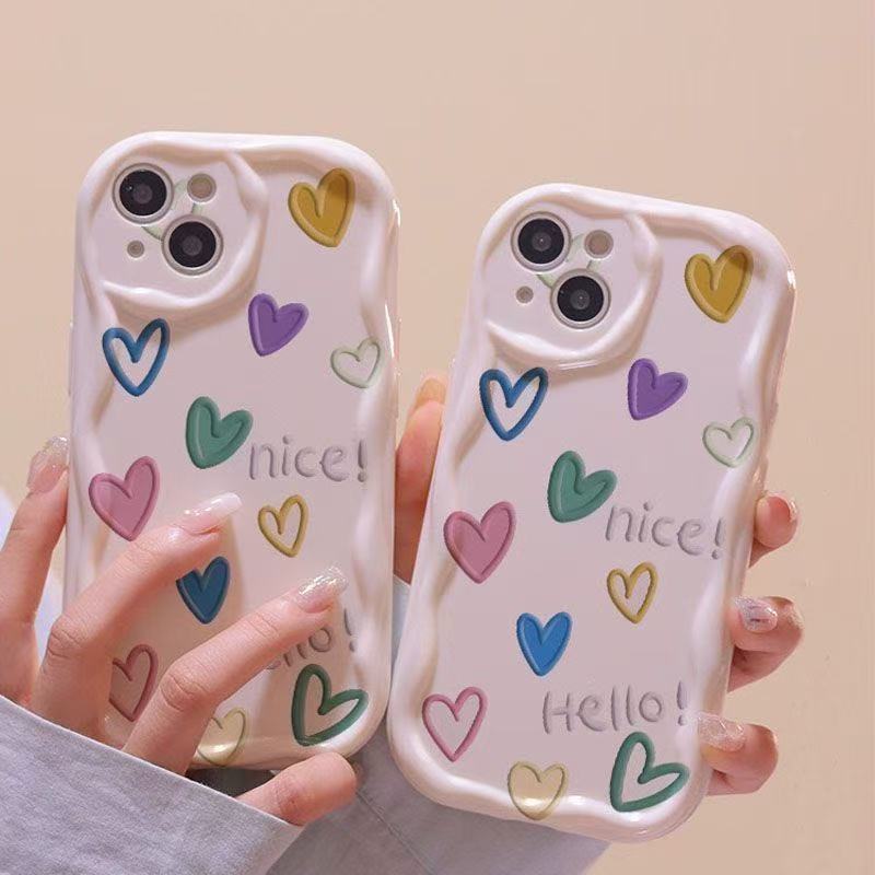 El amor estilo ins se aplica a la carcasa del teléfono móvil iphone15promax transfronterizo 11 Apple 16/14pro Japón y Corea 13/12