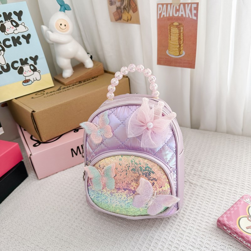 Mochila de mariposa de encaje para niños y niñas, mochila para niños, jardín de infantes, mochila para bebés, mochila de moda de sequillas para niños