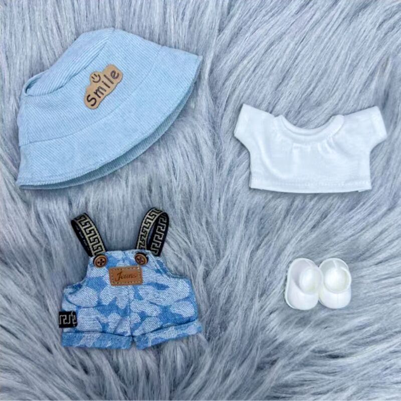 潮玩幸运花纹labubu衣服套装迷彩背带裤17cm拉布布通用娃衣派对|undefined