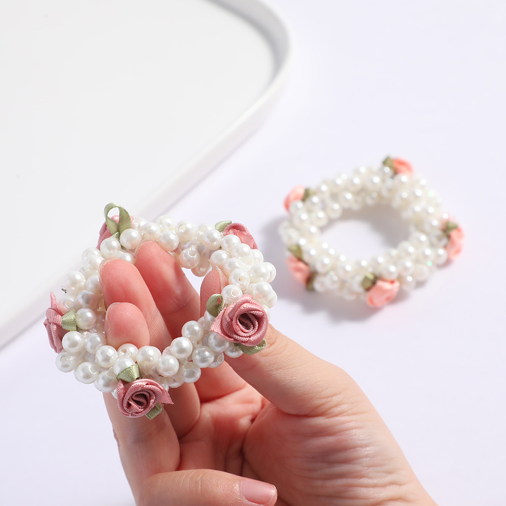 Casual, Daily Occasion Sweet Women's Rose Imitation Pearl Beaded Hair Tie
