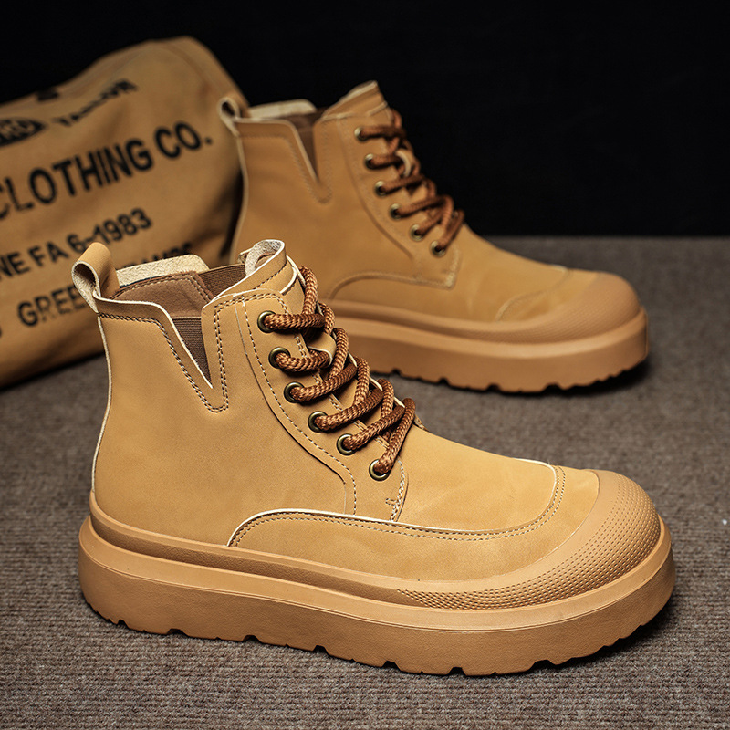 2025 otoño y invierno nuevos hombres botas de cuero casuales al aire libre botas Martin calientes para calentar el uso de zapatos altos