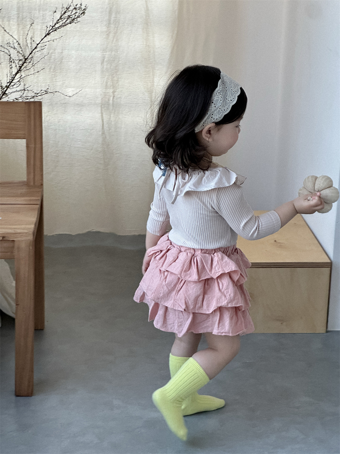 Conjunto de Blusa y Falda Corta Mameluco para Niñas de Algodón, Manga larga para Otoño