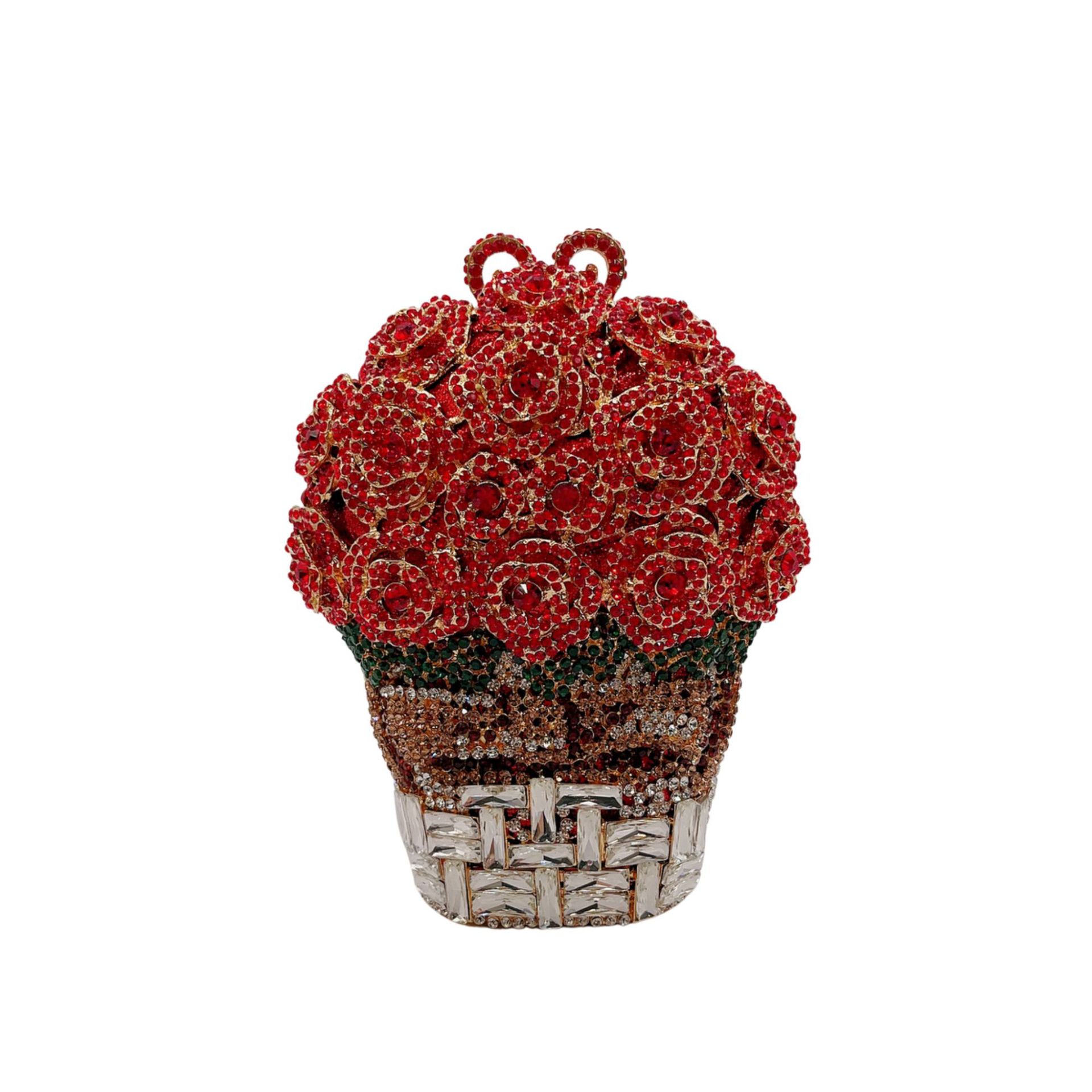 Selección estricta transfronteriza bolsa de cena de moda europea y americana bolsa de fiesta de mano con forma de canasta de flores bolsa de diamantes bolsa de banquete dura
