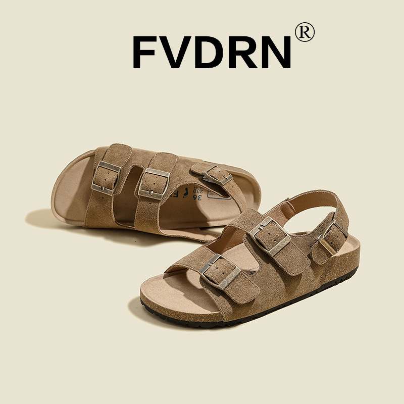 Todo cuero ~ Buckener plataforma zapatos de mujer 2025 verano nuevo estilo Velcro vintage zapatos romanos sandalias Boken