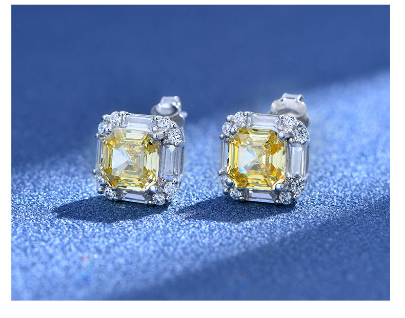 Holiday, Daily Occasion 925 Sterling Silver Material Geometric Pattern Women'S Gender 925 Sterling Silver Artificial Gemstones Geometric Ear Studs
