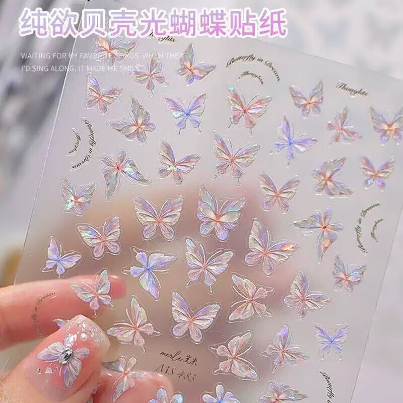 Shell Light Butterfly Nail Art Stickers Pure Desire Travel Makeup Butterfly Face Stickers Nail Stickers Colorful Butterfly Nail Decoration