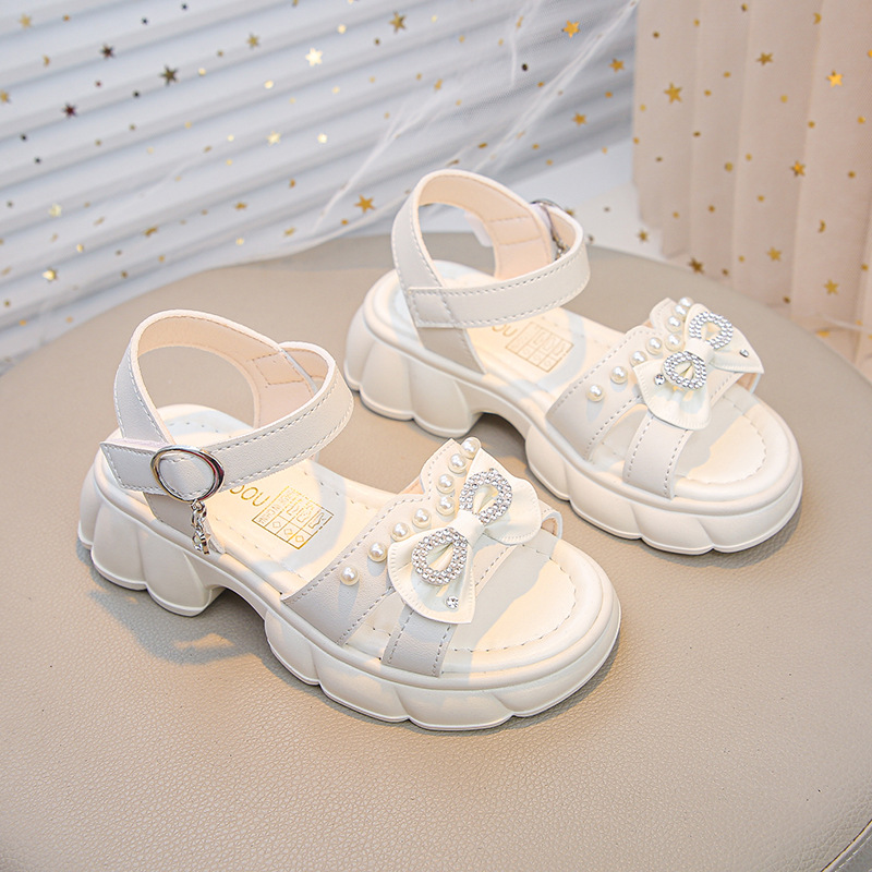 Bow Girls Sandals Summer Middle and Large Children Baby Girls Outdoor Beach Shoes Wholesale Princess Sandals