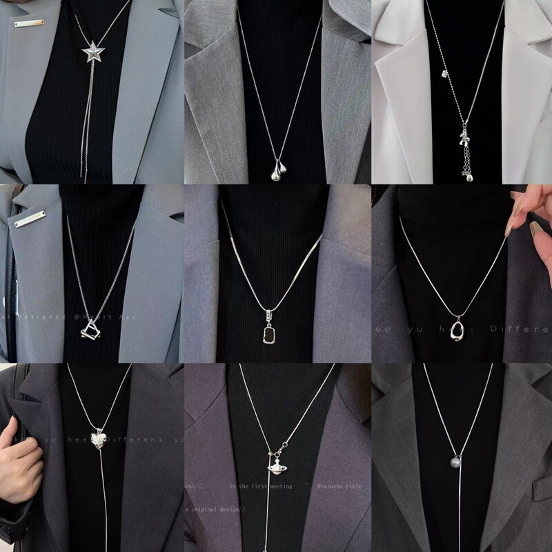 Factory Direct Sale ~ Neutral Style Versatile Men's European and American Geometric Square Clavicle Chain Base Shirt Accessory Sweater Accessory