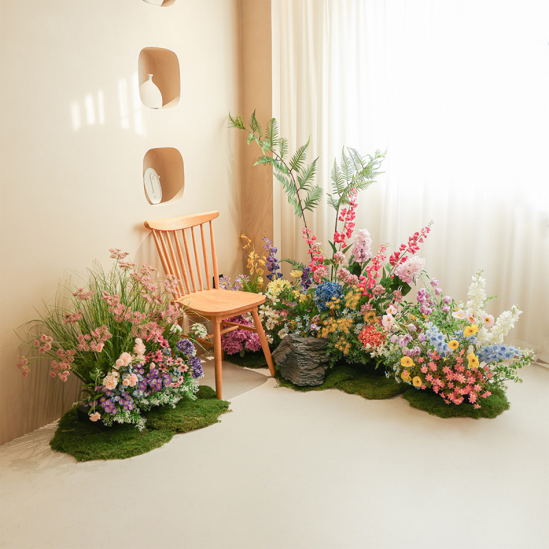 莫奈花園シミュレーション花偽緑植造景組合せ室内高級バイオニクス植物ショーウインドー装飾景観置物|undefined
