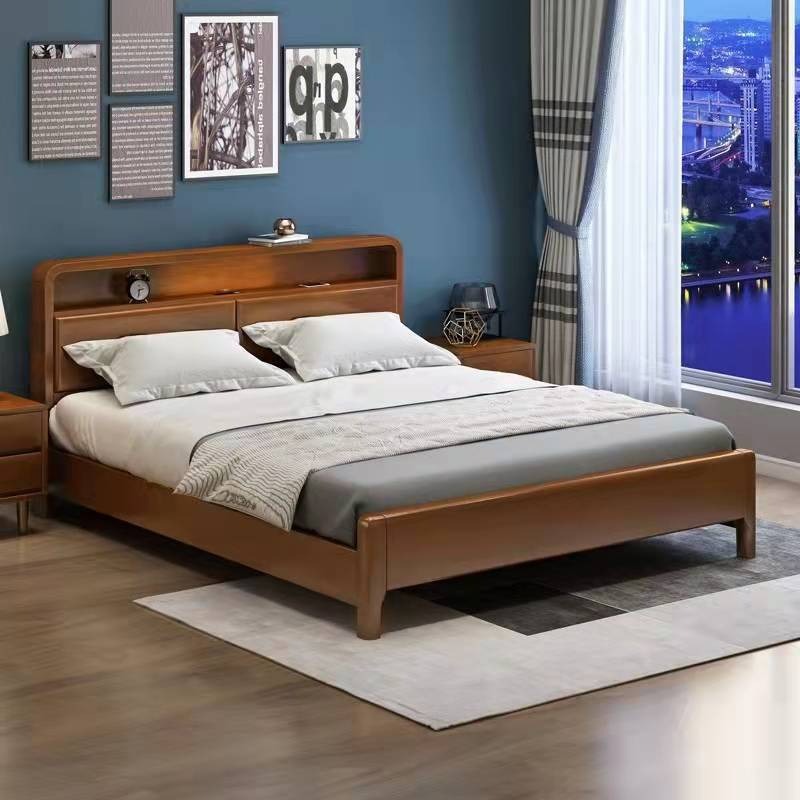 Cama de madera sólida 1.8m cama doble principal 1.5m cama de caja de altura cama de madera 1.2m cama de almacenamiento individual fábrica directa