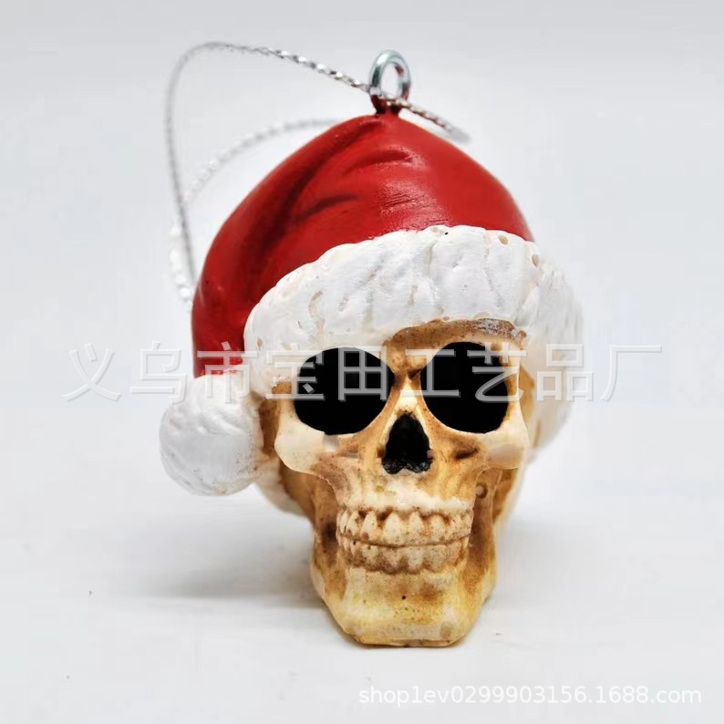Santa Hat Skull圣诞帽骷髅头圣诞树挂件装饰|ms