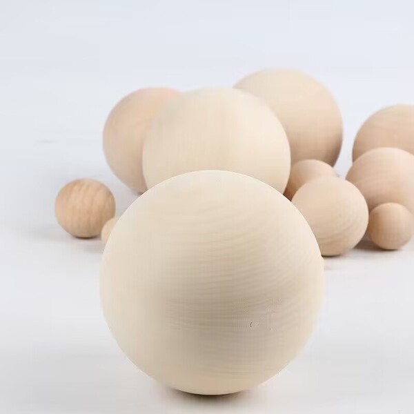 Solid ball wooden beads Round small beads Solid wooden balls Log…