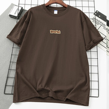 260g重磅纯棉t恤女短袖设计感小众上衣宽松半袖潮牌字母印花体恤