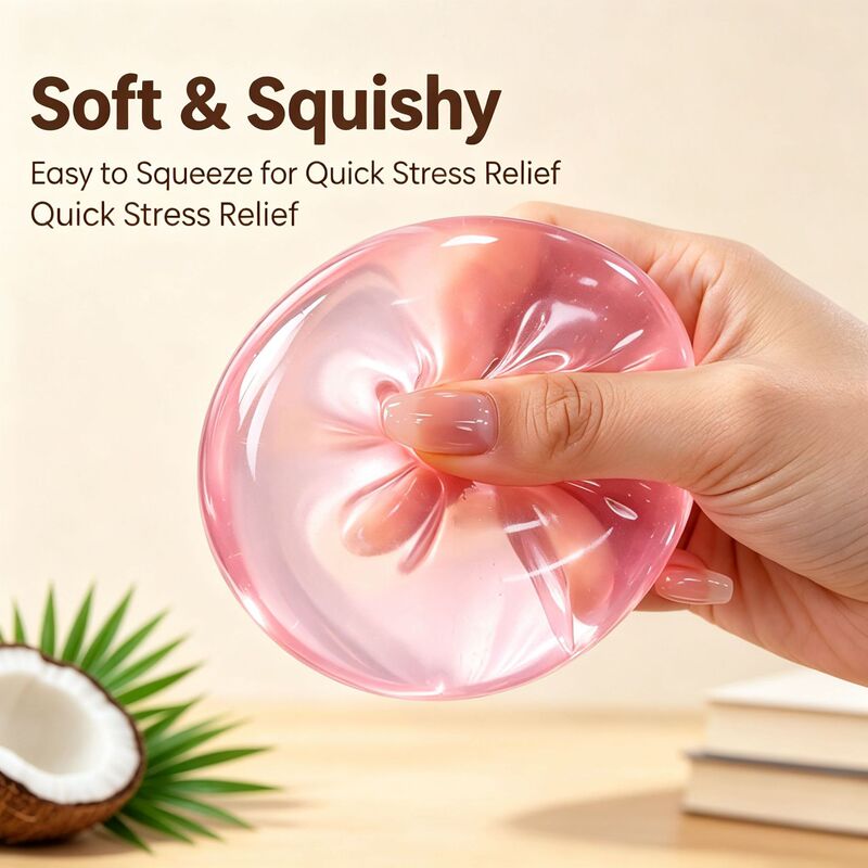 Transparent slow-rebound stress-relief toy ball, available in pink, blue, green, yellow, and multiple colors. A great stress-relief tool