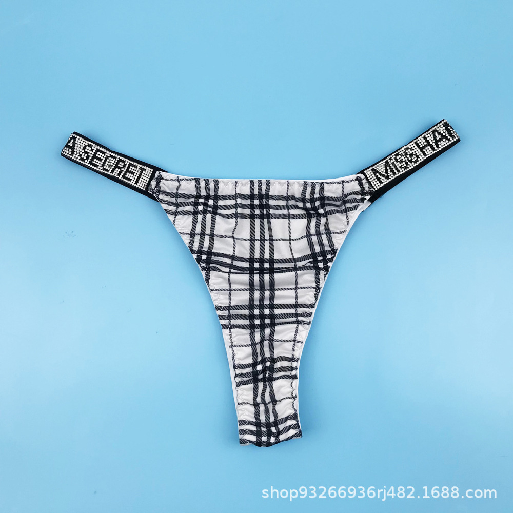 Ropa interior antibacteriana rusa con diamantes de imitación, bragas de talla grande, tanga sexy de cintura baja que levanta la cadera, antibacteriana y transpirable