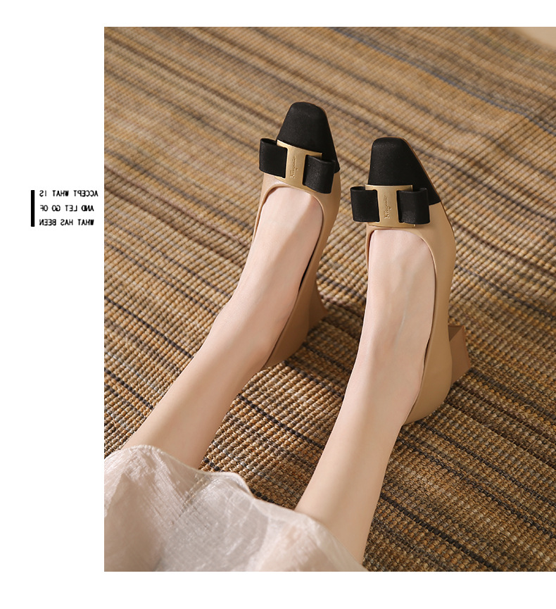 Genuine Leather High Heels With Square Toe For Women Summer Style_voghion.com