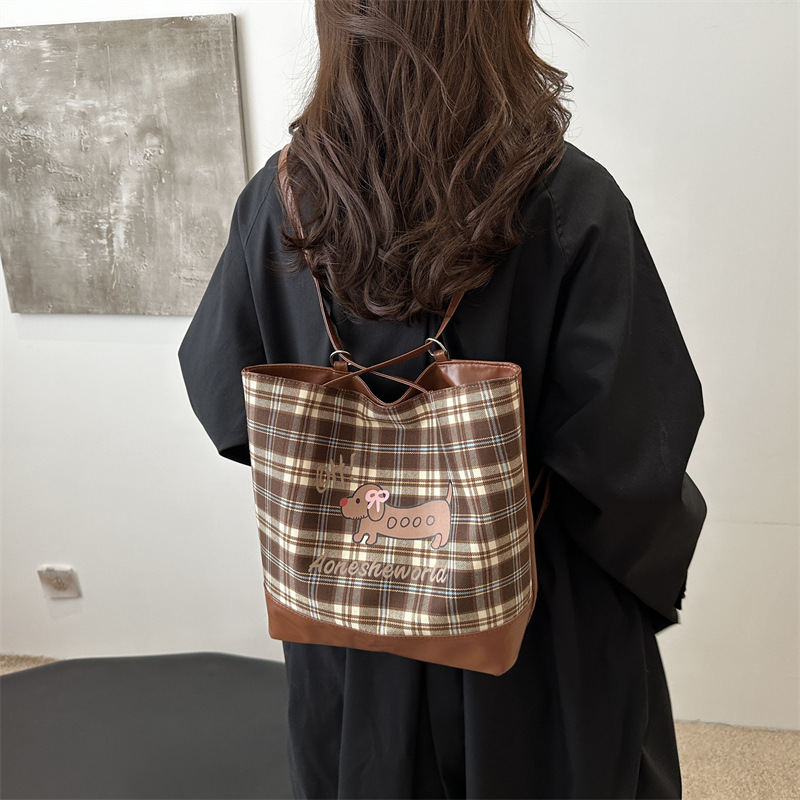 Bolsa de gran capacidad de superfuego para mujeres 2024 nuevo lindo perro salchicha bolso de hombro cuadrado otoño y invierno bolso de tote universal