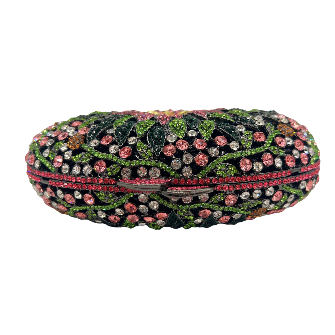 Túi clutch nữ đính đá pha lê họa tiết hoa đen phối màu sang trọng dự tiệc — Đen phối màu, Tùy chỉnh màu khác chi tiết 5