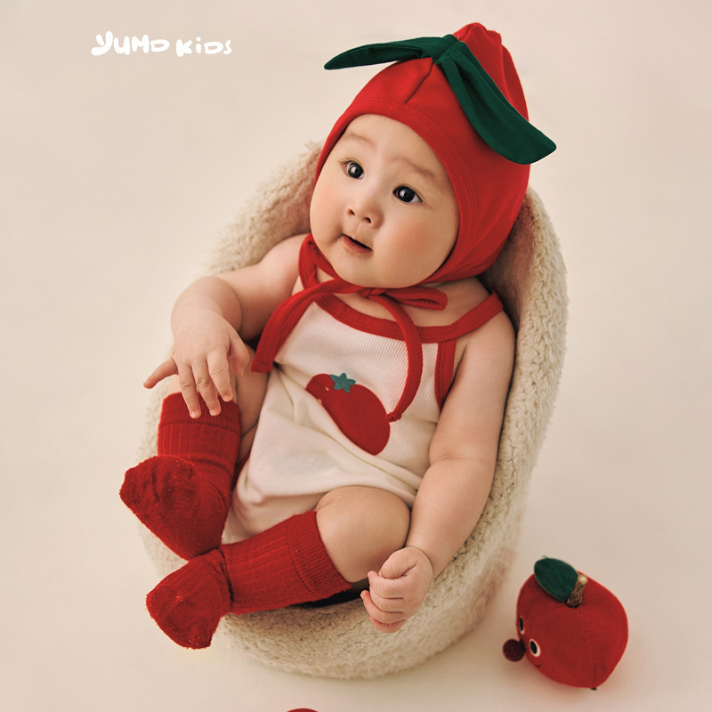Studio Photography Tomato Baby Theme Photo Clothing Props 100-Day-Old Baby Theme Small Apple Art Photo