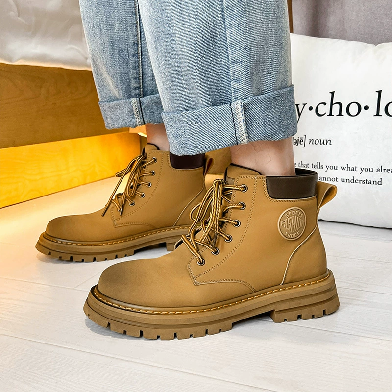 Martens, высокие демисезонные трендовые ботинки в английском стиле на платформе для любимых мужчин и женщин, британский стиль, натуральная кожа