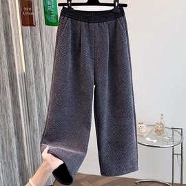 实拍  毛呢九分裤女2025秋冬新款大码显瘦九分宽松休闲奶奶裤