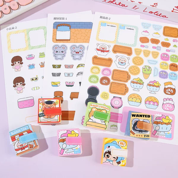 Creative Mini Cartoon Dress-Up Quiet Book for Children, Fun DIY Handmade Educational Dress-Up Sticker Quiet Book Toy