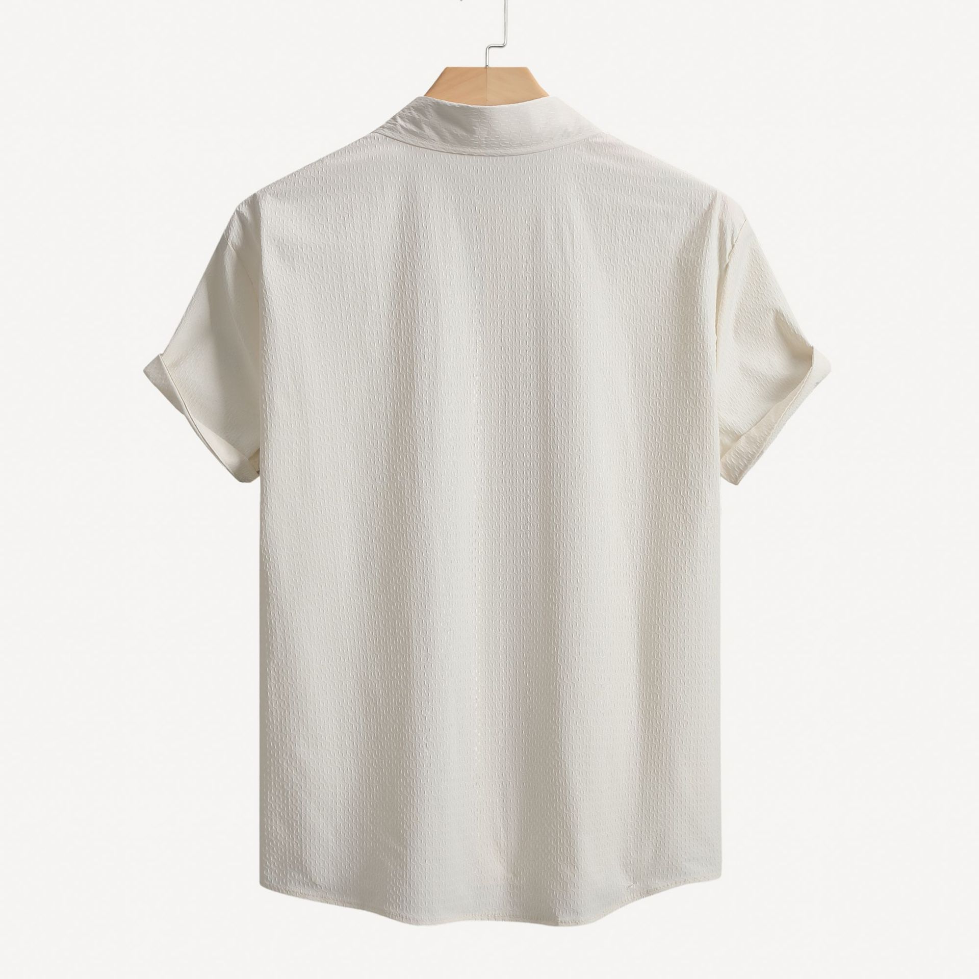 summer Solid Color European Size Cross-border Foreign Trade Men's Short-sleeve Shirt_voghion.com