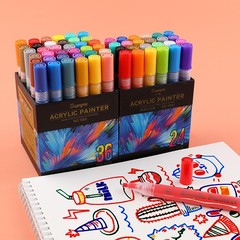 Set of 48-color water-based acrylic paint pens for painting, DIY ceramic stone graffiti markers, broad selection of 1000 pens