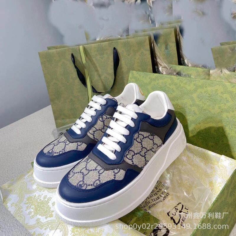 High Version of White Shoes for Women 2022 Spring New Sneakers Casual Popular Lace-Up Platform Thick-Soled Couple's Same Style Shoes