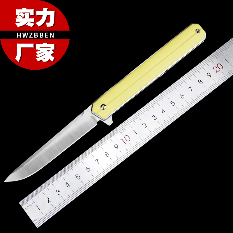 折叠刀户外D2直柄不锈钢户外露营阳江现货小刀供应批发G10柄轴承