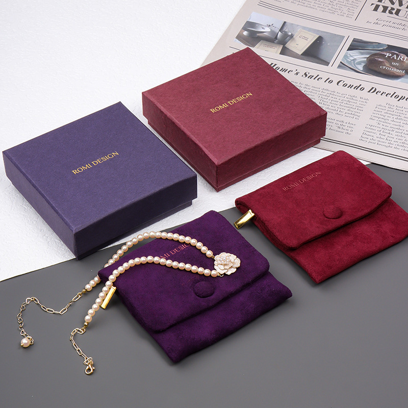 New Jewelry Bag, Purple Portable Zipper Velvet Bag, Ring Necklace Earring Box, Exquisite Snap Button Jewelry Storage Bag New Jewelry Bag, Purple Portable Zipper Velvet Bag, Ring Necklace Earring Box, Exquisite Snap Button Jewelry Storage Bag