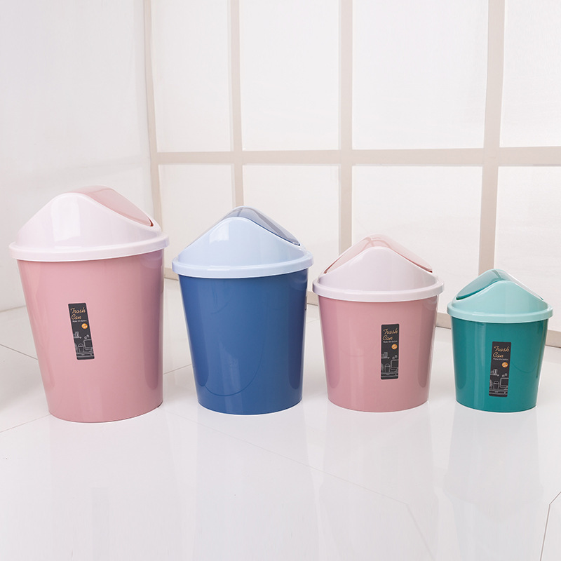 Wholesale European-style creative fashion rocking lid trash can oval household covered bathroom trash can multi-color optional