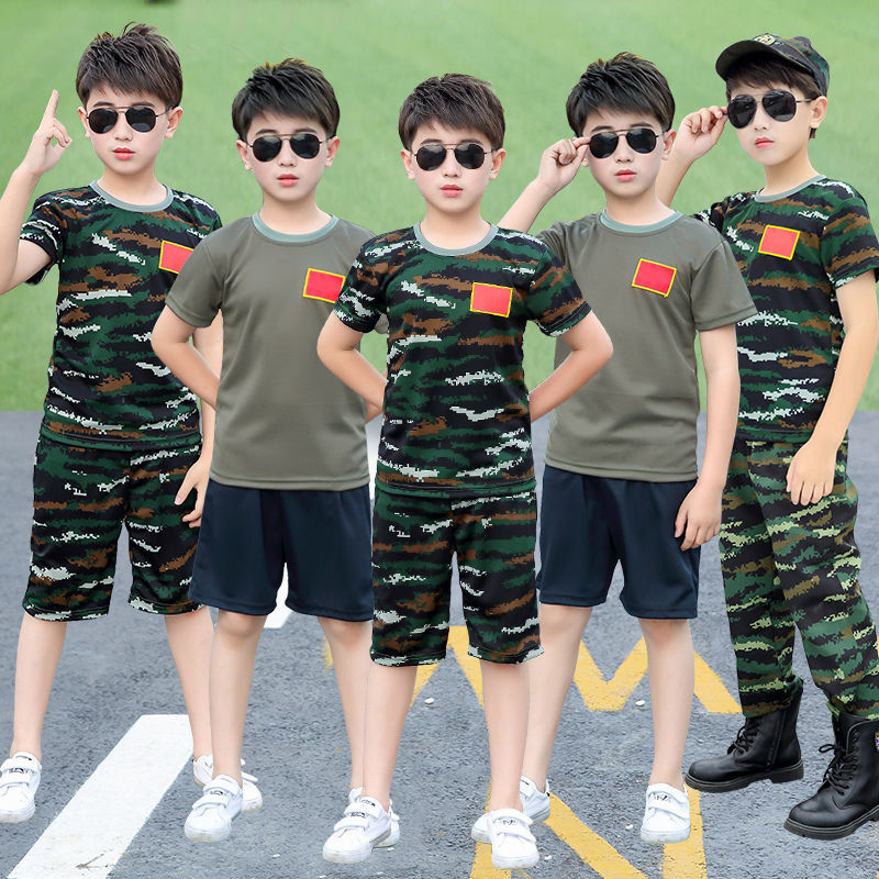 儿童夏季迷彩服套装幼儿园运动会演出服小学生军装夏令营军训服装