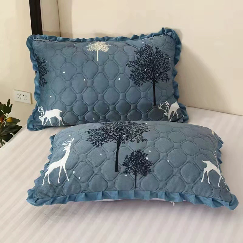 Winter double-layer quilted pillowcase, warm set for elementary school students