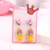 Children's ear clips, cartoon school earrings for princess, accessory, no pierced ears, Birthday gift, wholesale