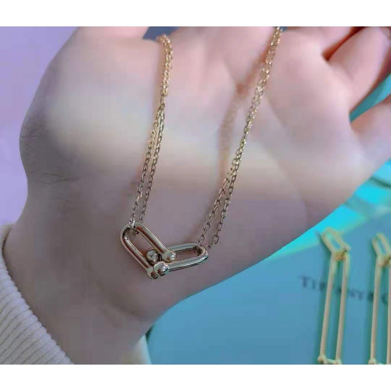 t家s925银韩版U型马蹄相扣双项链女款礼物_4
