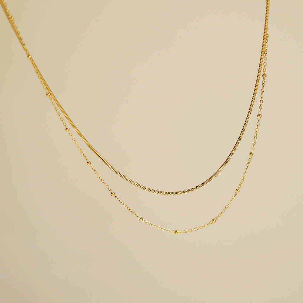 Simple Style Solid Color Titanium Steel Layered Necklaces Colorza_colorza_3