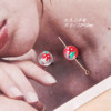 Glossy beads, earrings handmade, accessory, hand painting