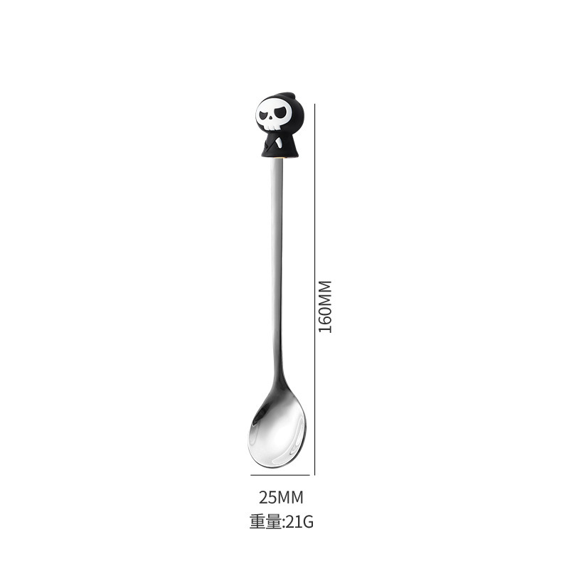 316不锈钢勺子叉子餐具套装创意万圣节叉勺套装蛋糕甜品勺水果叉|undefined