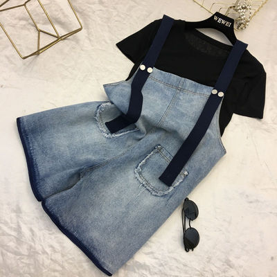 Denim shorts strap 2021 new pattern Korean Edition Easy Versatile Large mm200 Conjoined Suspenders