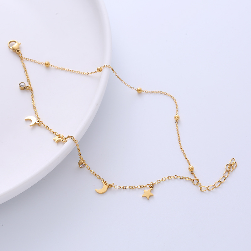 Sweet Star Moon Titanium Steel Bracelets Plating Inlay Zircon Stainless Steel Bracelets